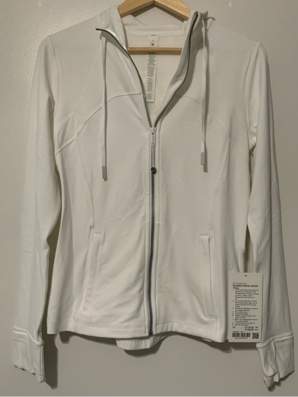Lululemon White Hooded Define Jacket
